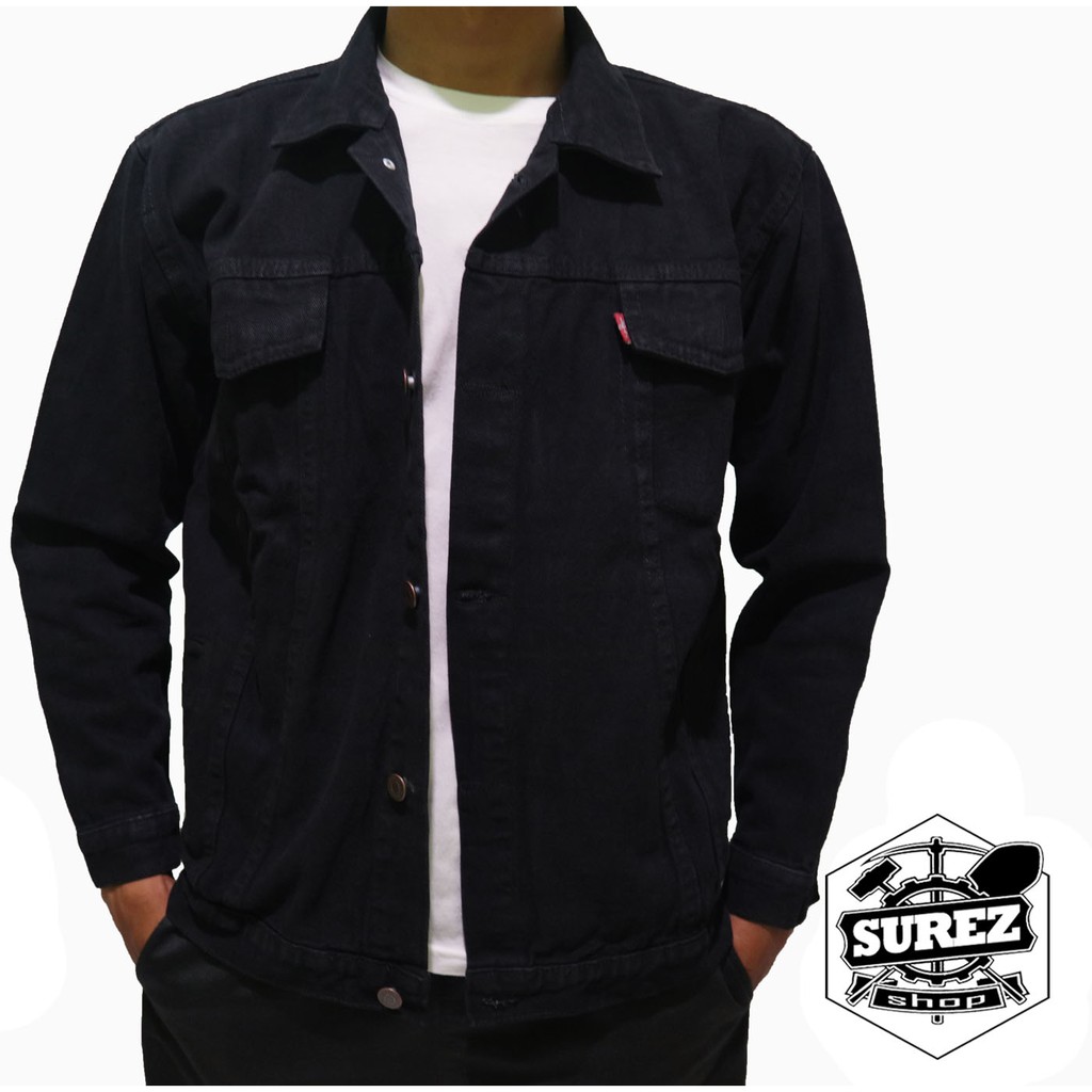 Jual Jaket Jeans Hitam / Jaket Denim Hitam / Jaket Pria Hitam Indonesia