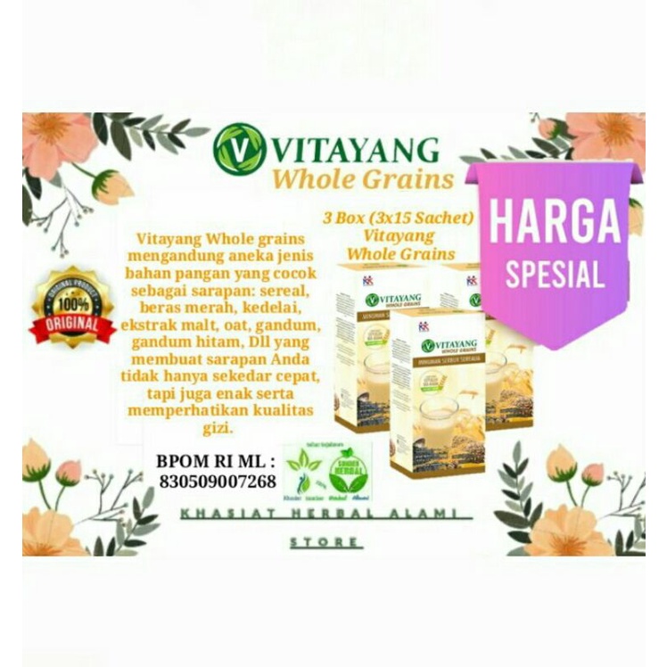 

Promo Minuman Serbuk Serealia Nutrisi Kesehatan Tubuh Vitayang Whole Grains (3 Box)