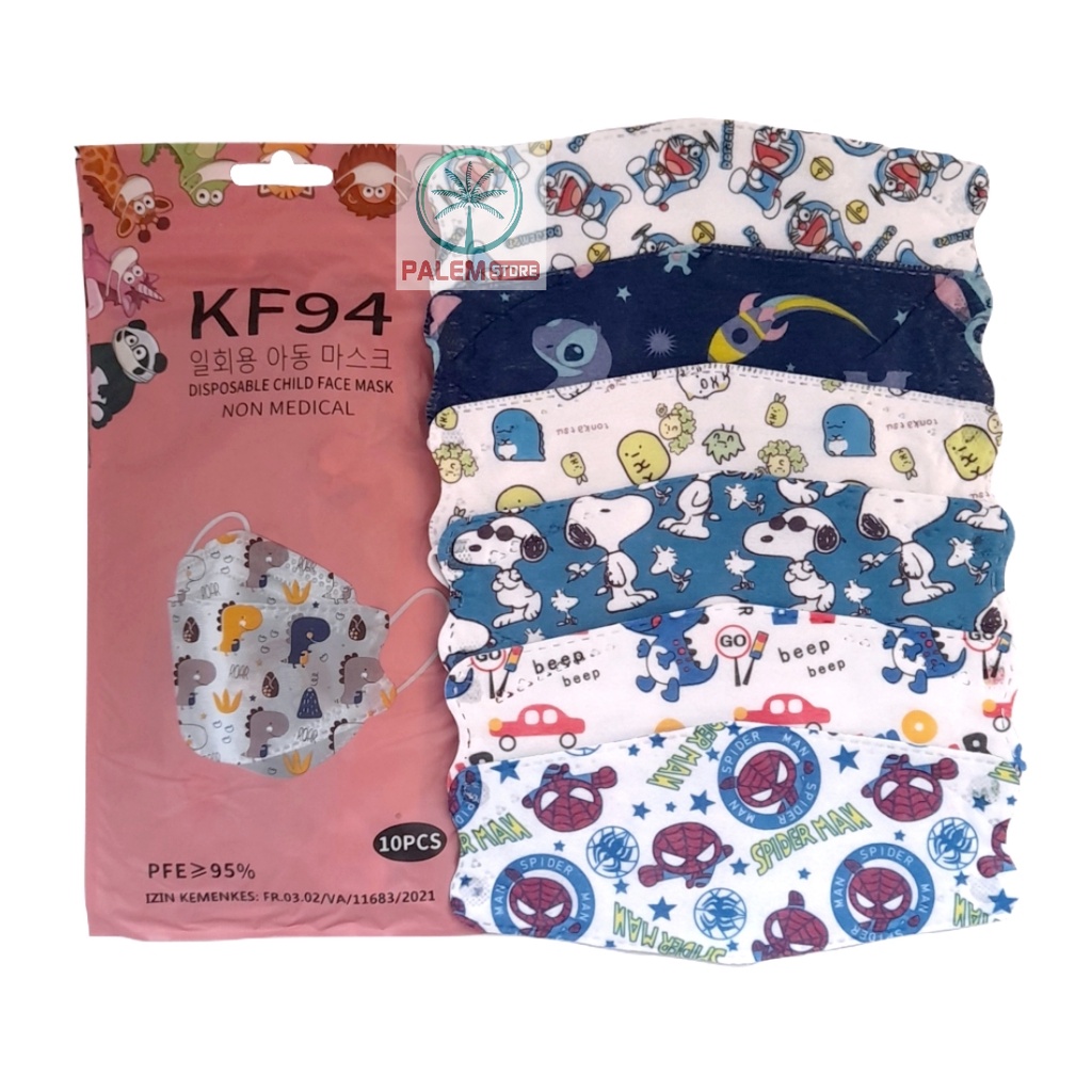 KF94 ANAK 4PLY MOTIF ISI 10PCS MASKER 4 PLY WARNA KARAKTER KF 94