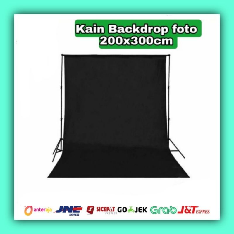 Background foto kain 200 x 300cm warna hitam foto studio