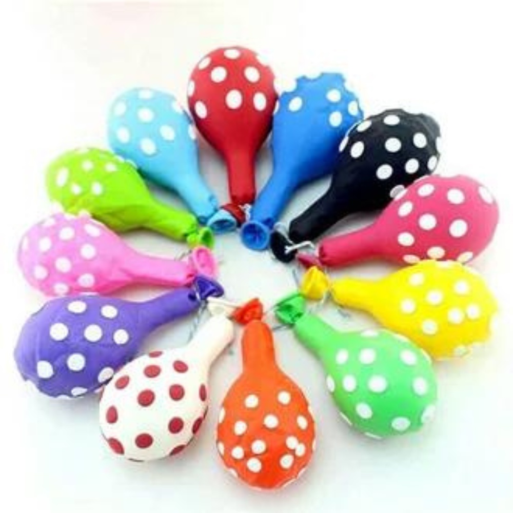 (100PCS) BALON PESTA ULTAH DLL BAHAN LATEK POLKADOT TEBAL BALON POLKA PUTIH DOT RANDOM WARNA WARNI BISA COD IMAHFASHION