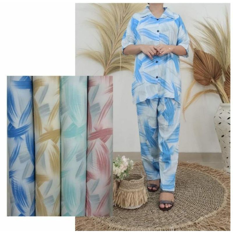 Setelan Rayon Lengan Pendek Premium
