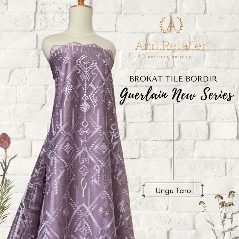 Bahan Kebaya Premium Brokat Tile Sapto Guerlain New Series Warna Taro