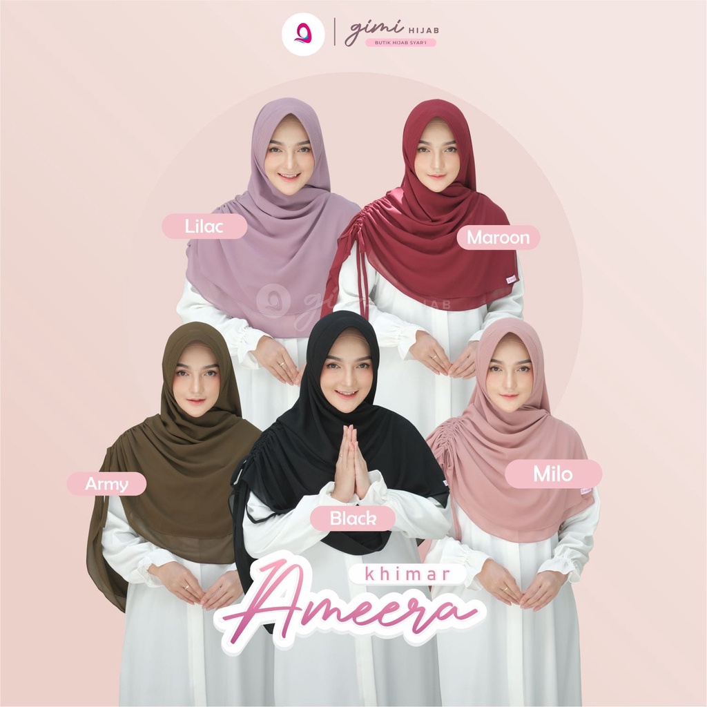 Khimar Ameera by Gimihijab / Hijab Instant/ Khimar Premium / motif polos ada pilihan warna