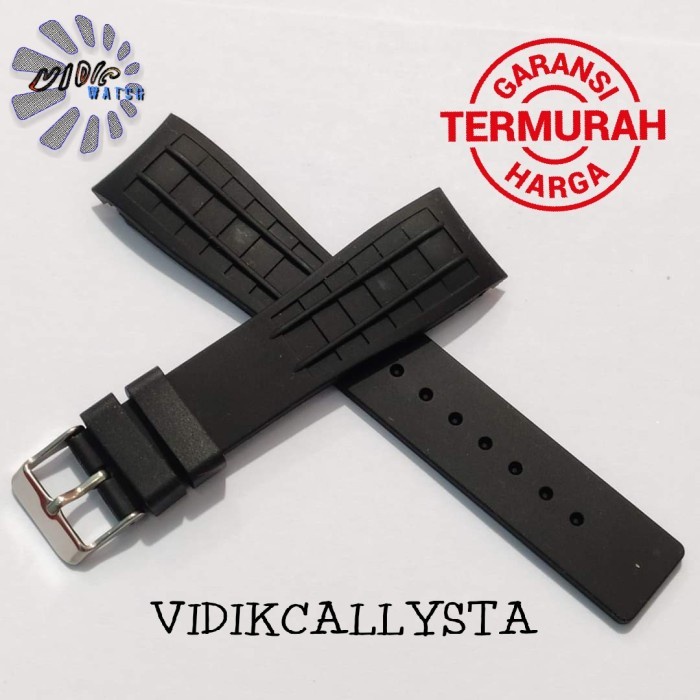 STRAP TALI JAM TANGAN CURVED RUBBER 22MM HITAM LUG ROLEX 22 MM