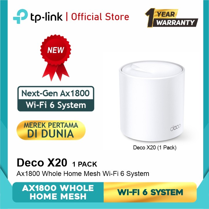 Tp-link Deco x20 1pack Whole Home Mesh Wifi System router TPLINK DECO x20 1 PACK MESH WIFI Tp-link Deco x20 1pack Whole Home Mesh Wifi System router TPLINK Deco x20 AC1200 AX1800 Whole Home Mesh WiFi System