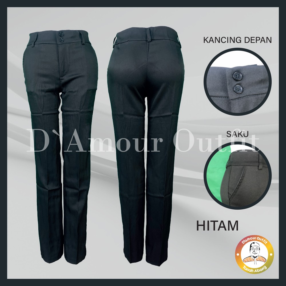 Celana Panjang Lis Saku Wanita Polos Pakaian Kerja Formal Kantoran Clana Bahan Cewek Kantor Dewasa Anak Motif Salur Garis Kotak Slim Fit Highwaist Baggy Pants Tartan Pinggang Perempuan Korean Style Cewe Jumbo Big Size