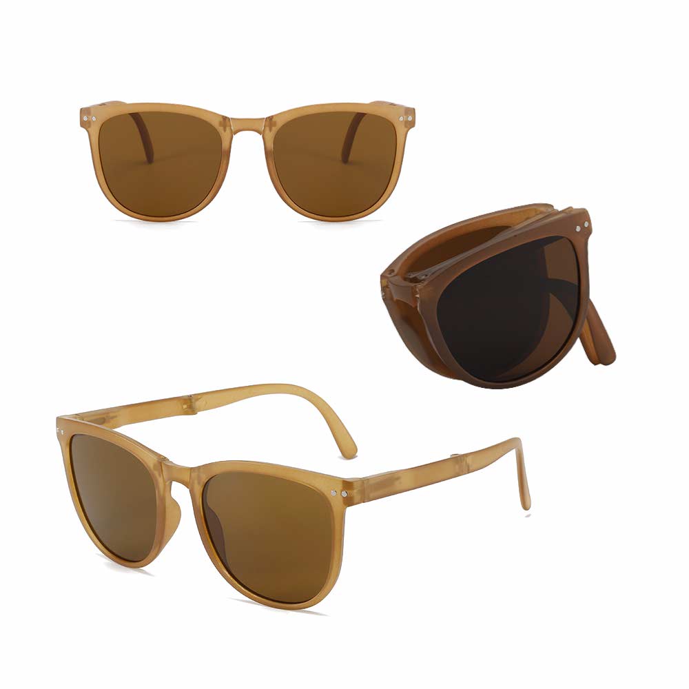 Kacamata Lipat [ Cokelat ] UV400 - Anti Radiasi - Sunglasses Pria &amp; Wanita Korea - HM8092