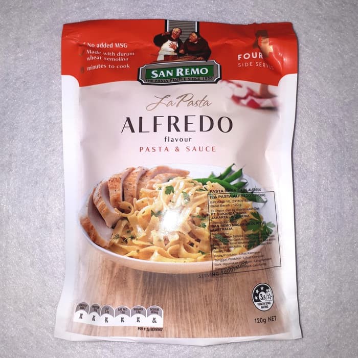 San Remo La Pasta Alfredo Flavor Pasta &amp; Sauce 120gram