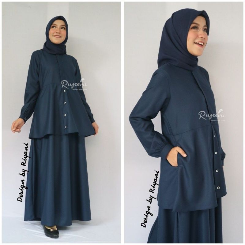 Gamis Navy Navy SERAGAMAN KANTOR Warna Navy Navy ORI BY RIYANI