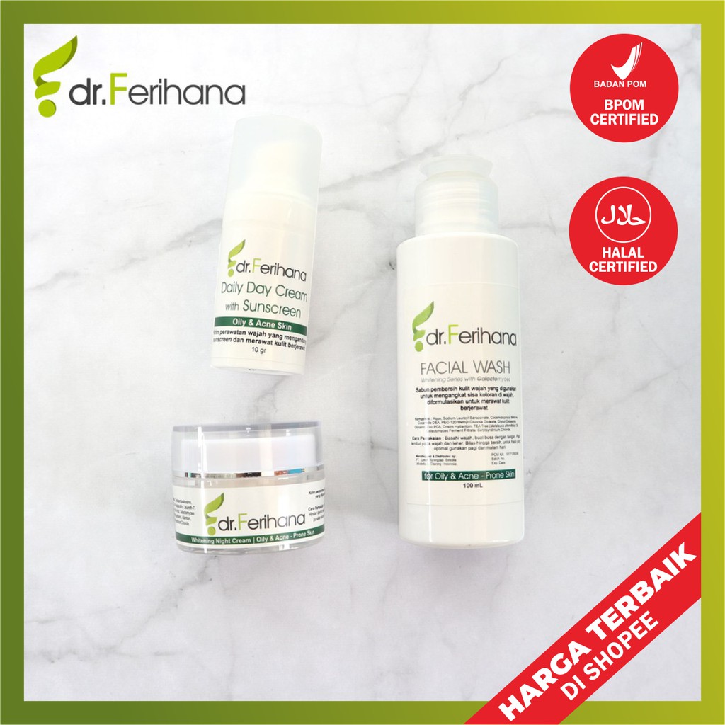 (DR.FERIHANA) PAKET BASIC GALACTOMYCES FOR OILY ACNE SKIN ISI 3 PCS WHITENING JERAWAT