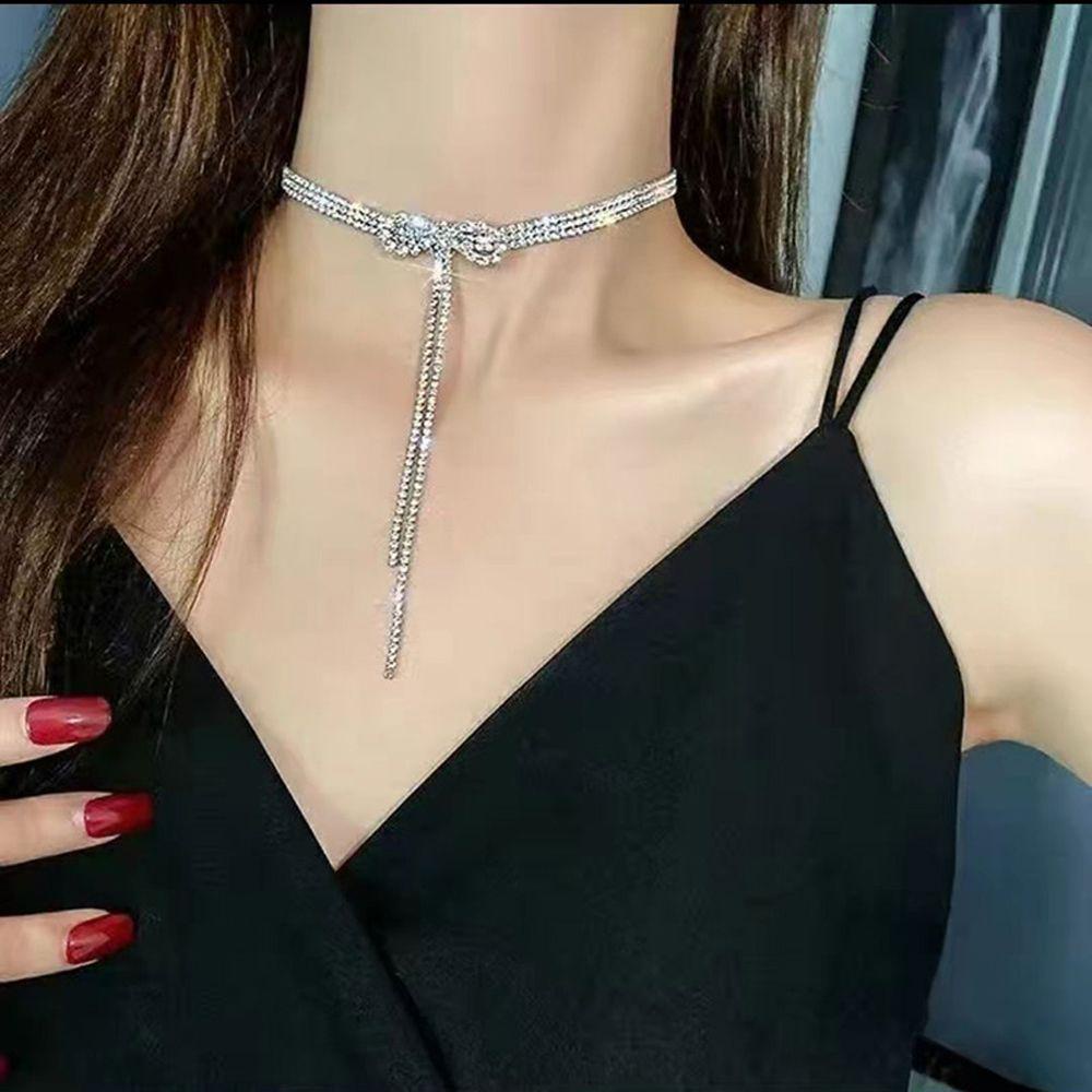 Mxbeauty Kalung Korea Hadiah Untuk Gadis Rantai Liontin Geometris Perhiasan Leher Busur