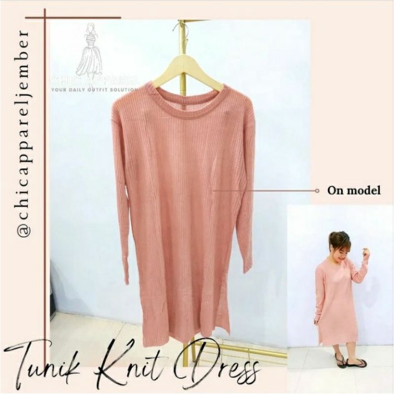 TUNIK DRESS RAJUT / LONG TUNIK KNIT DRESS / DRESS WANITA MUSLIM / LONG TUNIK WANITA (JEMBER)