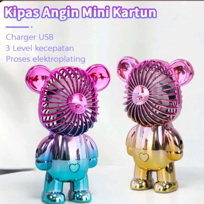 kipas usb portable mini bear genggam kipas gradasi