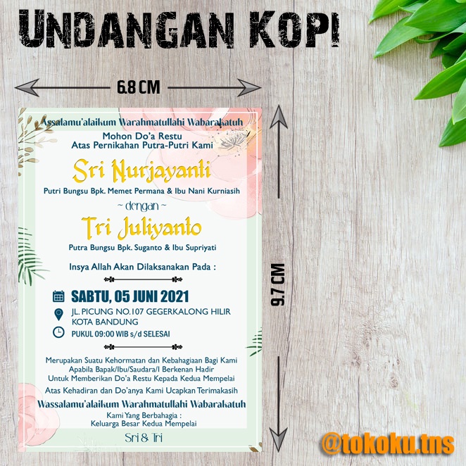 UNDANGAN KOPI / UNDANGAN MINI / UNDANGAN NIKAH / UNDANGAN KHITAN