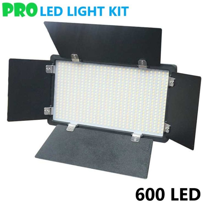 [Paket] Baterai Lampu Tripod Kamera Foto Video Fill Light KIT 40W PRO LED 600 Grosir
