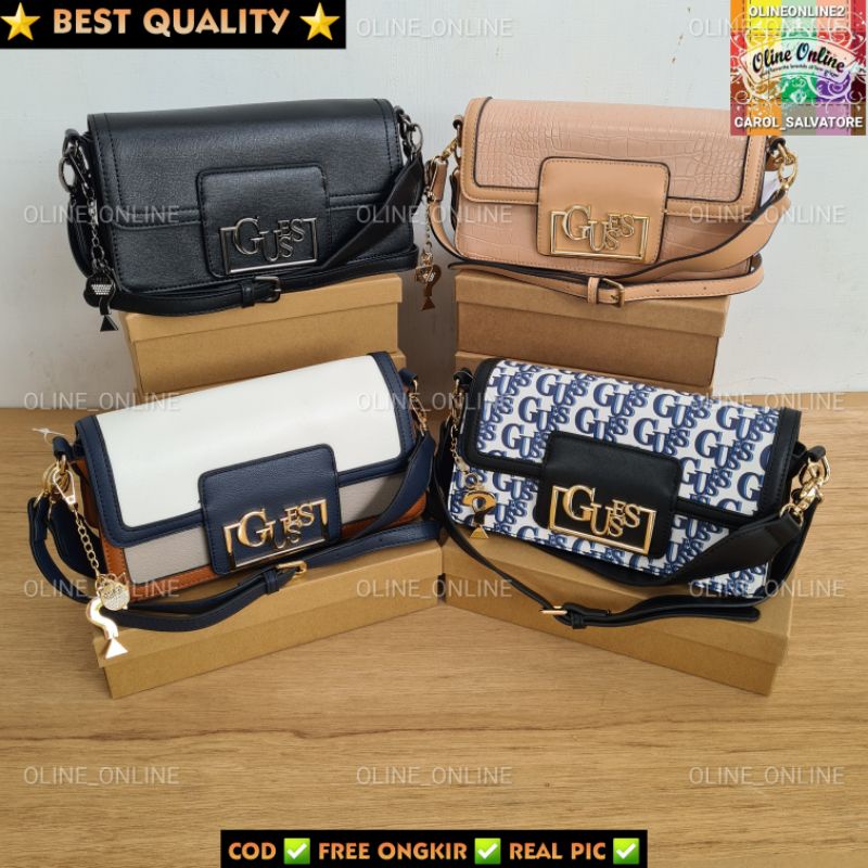 Tas women wanita gs roomy kekinian top handle jinjing feminim Brightside Bling logo gb sling bag croosbody shoulder bag multifungsi gift set bubble croco motif multicolor khakis black logo blue