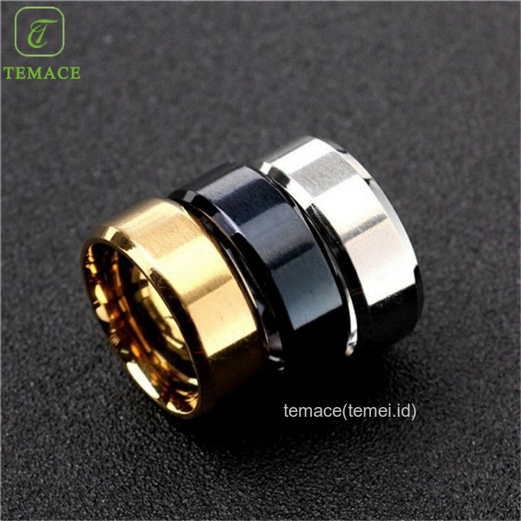 TOPL Cincin Couple Aksen Tulisan HIS QUEEN/HER KING Warna Hitam/Silver Bahan Stainless Steel
