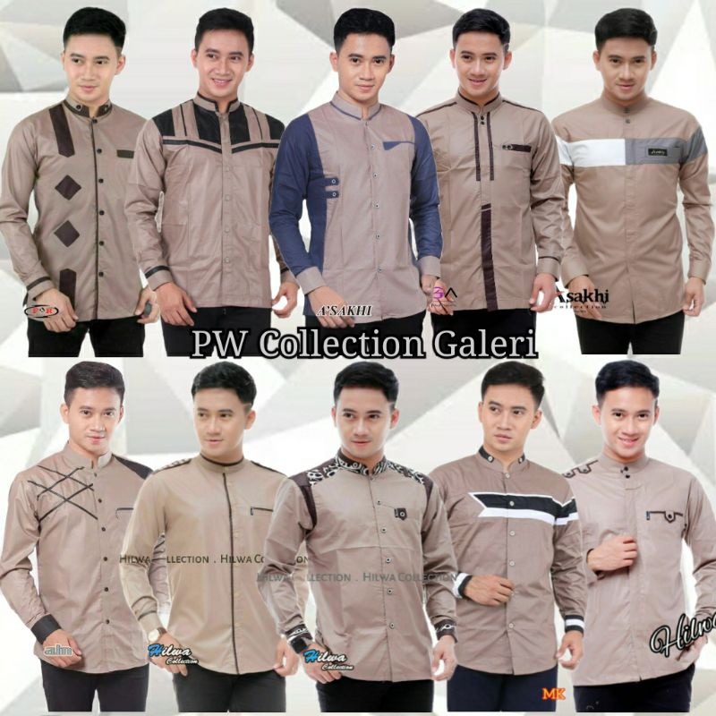 Hilwa Baju Koko Pria Koko Syubbanul Muslimin Koko Azzahir Koko Baju Hadroh Kombinasi Kemeja Koko ZC2