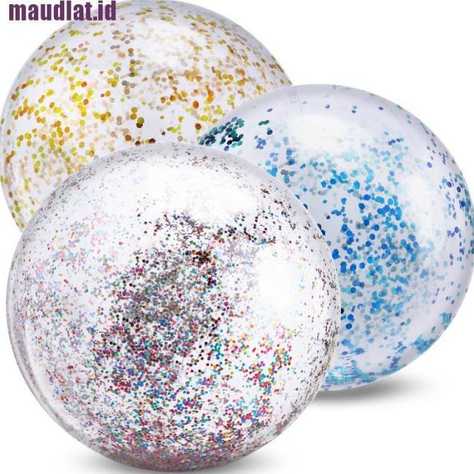 (Dlat) Mainan Bola Pantai Tiup Aksen Glitter Untuk Anak Laki-Laki / Pe Rereynarina