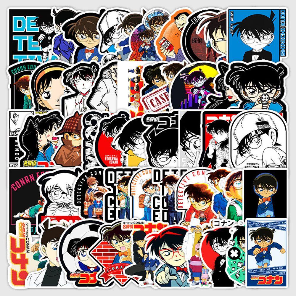 【 ELEGANT 】 Detektif Conan Stiker DIY Label Kartun Klasik Anime Motor Detektif Conan Perlengkapan Kantor Sekolah Koper Skateboard Animel Stiker