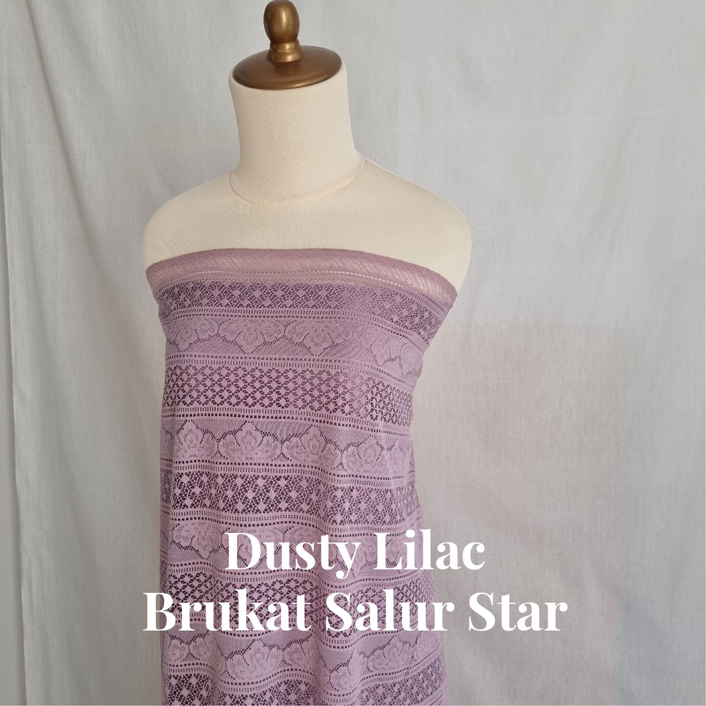 0,5m bahan kain brokat lace kebaya malika ungu dusty lilac salur raya star rimba soulmate  chantili