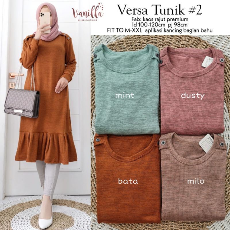 Rubina Tunik / Versa Tunik - LD 100 Melar / Tunik Kaos Rajut Premium / R.4 -  256-6037