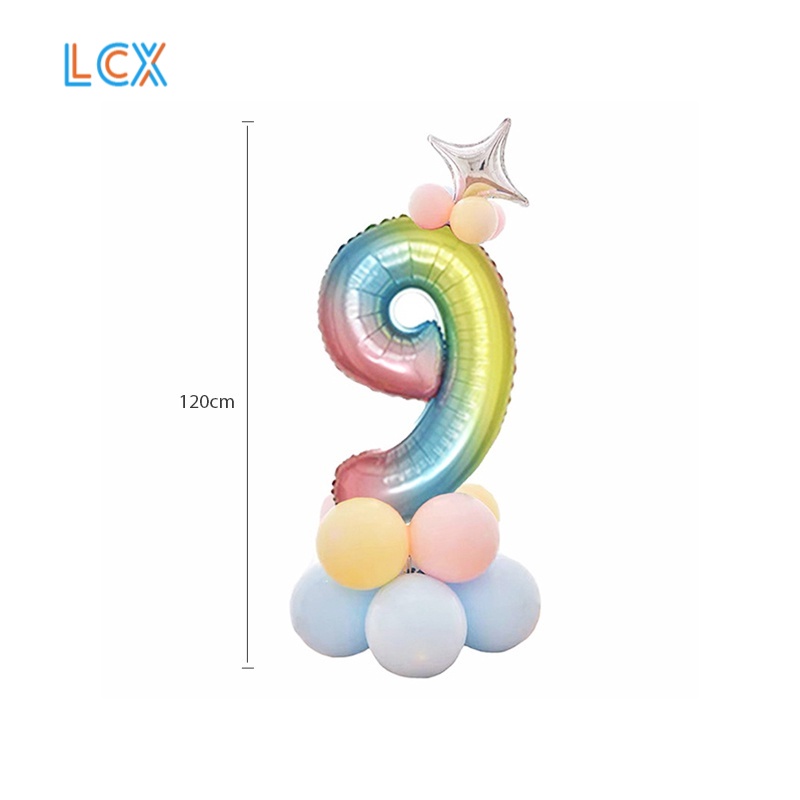 LCX Aluminium Foil Gradien Balon Digital Dekorasi Pesta Balon Set