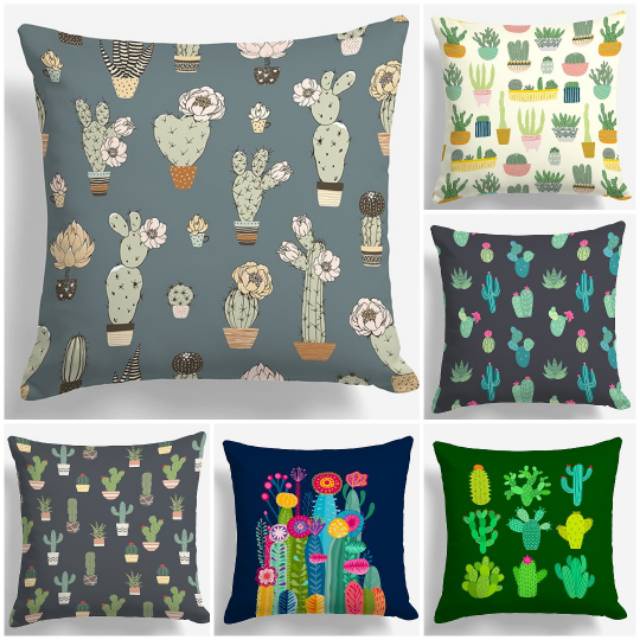 BANTAL SOFA PRINT MOTIF CACTUS PLANT / TANAMAN KAKTUS 40X40 CM