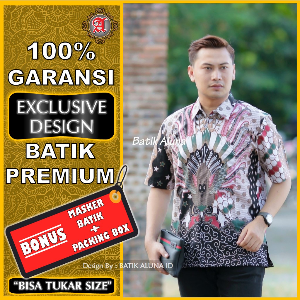 Batik Pria Lengan Pendek Full Puring Batik Solo Pria Lengan Pendek Premium Original Batik Aluna 006