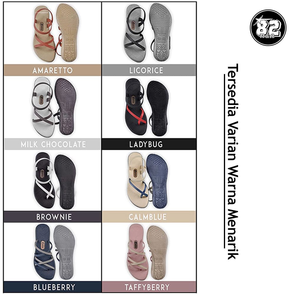 Camou Sendal - VIVIAN Amaretto Sandal Flat Tali Wanita Casual Bahan Full Karet Anti Licin Tersedia Ukuran 36-40