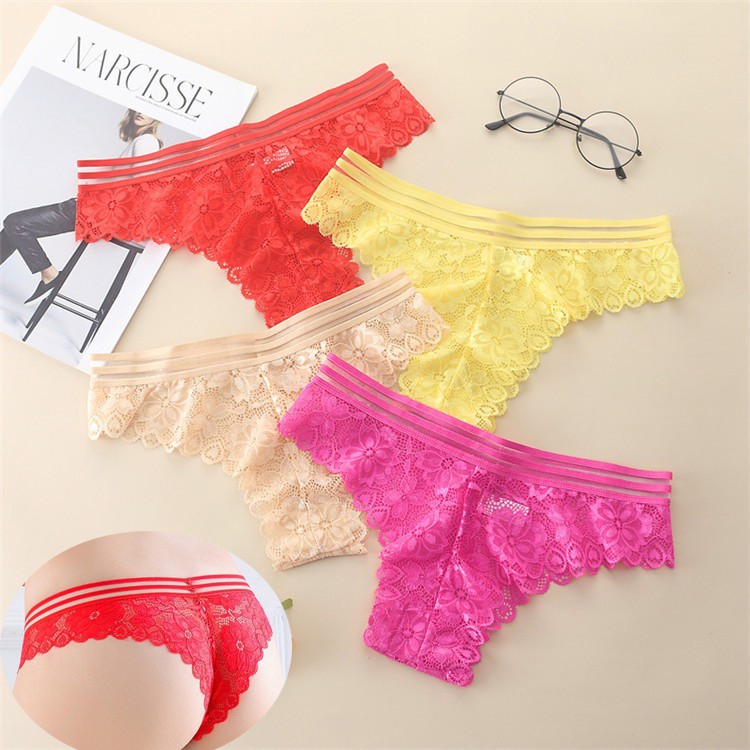 Celana Dalam Wanita Thong Seamless Sexy Bahan Lace Transparan C198