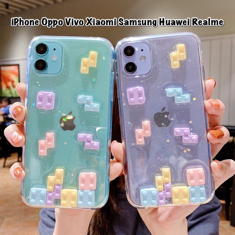 Tetris Case iPhone Oppo Vivo Xiaomi Samsung Realme 7 6 7i Y51 X3 A15 A11k Y12s Y20s Y30i S20 fe S10