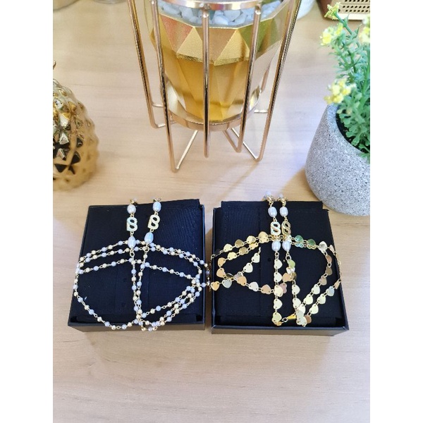 ORIGINAL READY Everyday Long chain buttonscarves ROSEGOLD mask connector