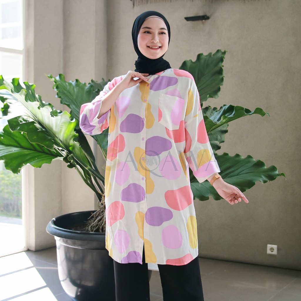 TSAQAWA Dayana Tunik Basic Motif  Oversize Tunic Wanita