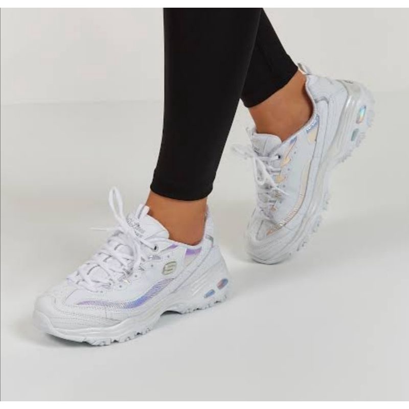skechers d'lites ocean dreaming white silver. sepatu skechers 149098/WSL size 36