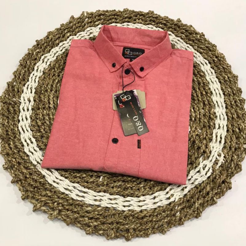 KEMEJA KASUAL POLOS PENDEK DUSTY PINK OXFORD ALL COLOUR PAKAIAN PRIA KEMEJA POLOS PENDEK KASUAL DUST
