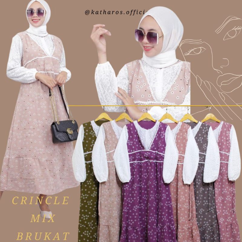 DRESS GAMIS LESTY LANUNA BUSUI CRINCLE MIX BRUKAT