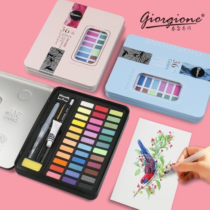 

(TERLARIS) Giorgione Watercolor Gift Set 36 Metal Tin Case (G-3601) - Merah Muda
