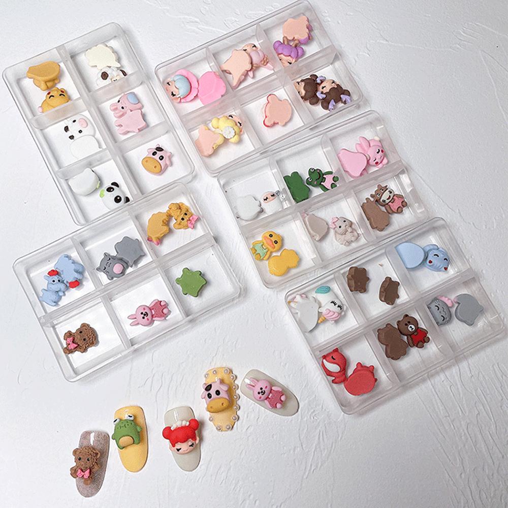 AUGUSTINA Agustina Dekorasi Nail Art 3D Gadis Lucu Scrub Matte Totoro Kartun Beruang DIY Ornamen