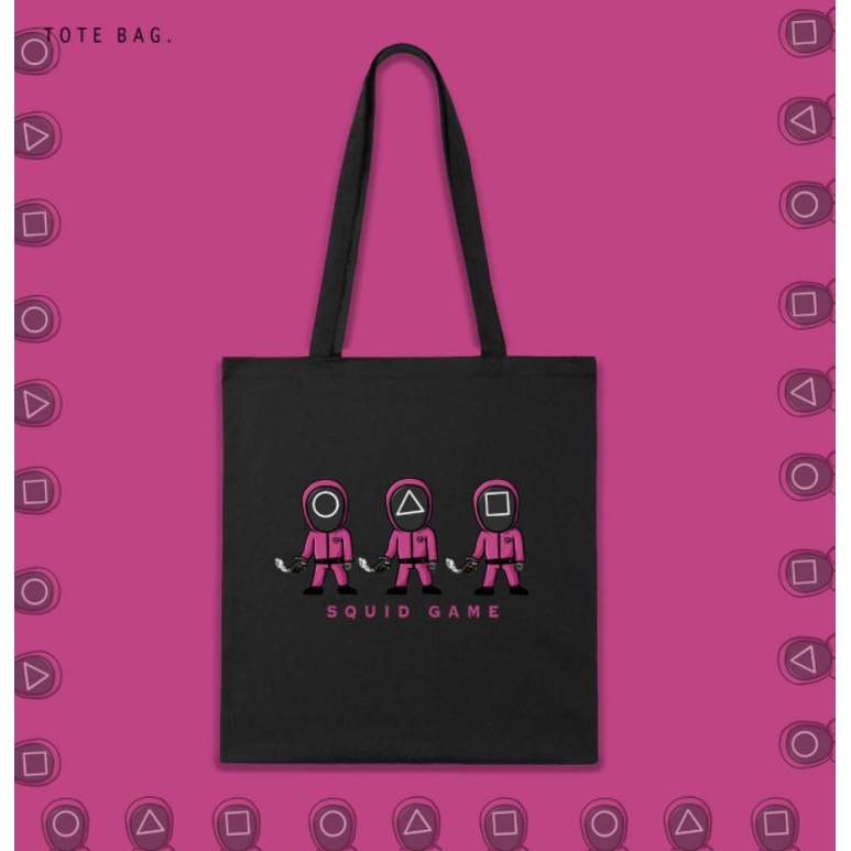 FREE CARD!!!TOTE BAG SQUID GAME EDITION/TOTEBAG KANVAS SQUID GAME KOREA