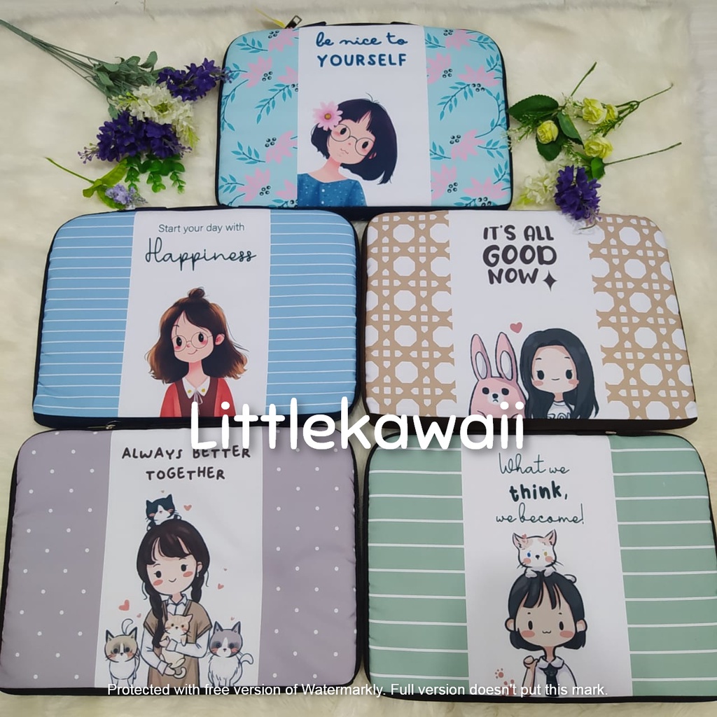 LK/ Tas Laptop Wanita Cewek Quotes Girly Girlie Cute Mix 14 Inch