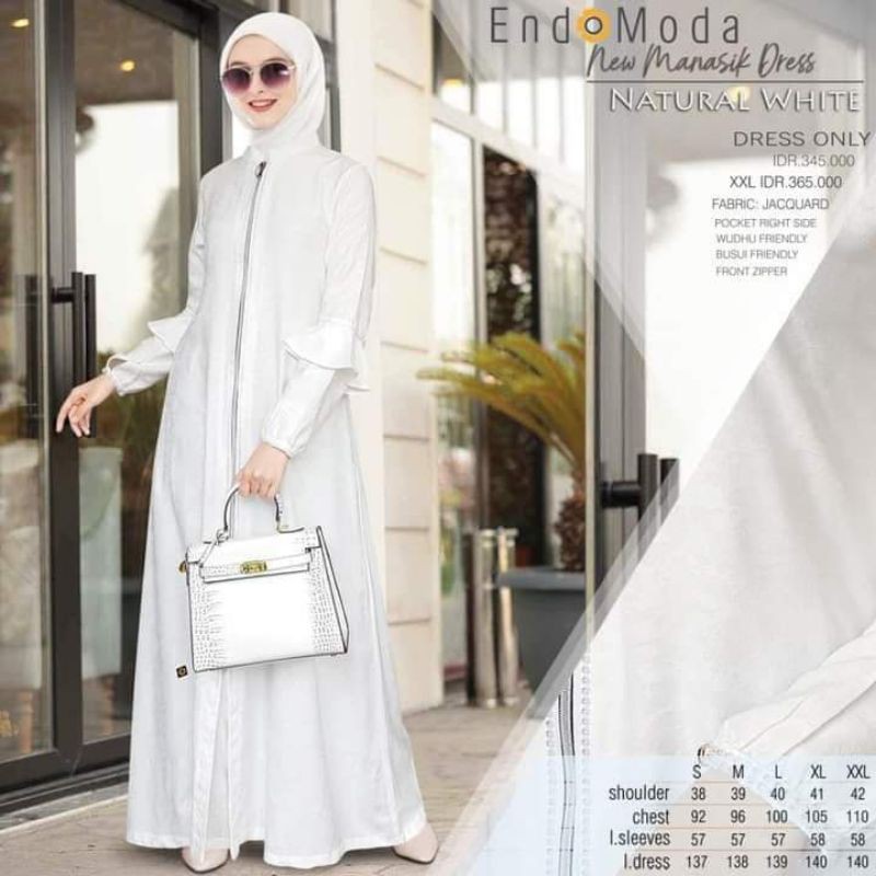 Endomoda new manasik dress putih gamis putih
