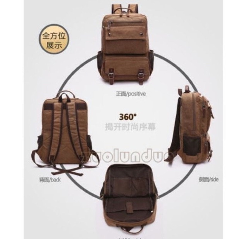 Tas Ransel backpack model laptop tas wanita/Pria Kanvas Import 8676