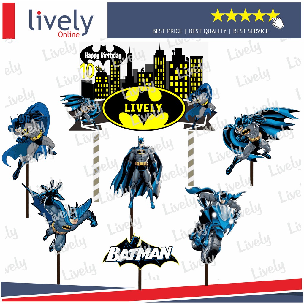 CUSTOM NAMA CAKE TOPPER KARAKTER BATMAN HIASAN KUE ULANG TAHUN HAPPY BIRTHDAY