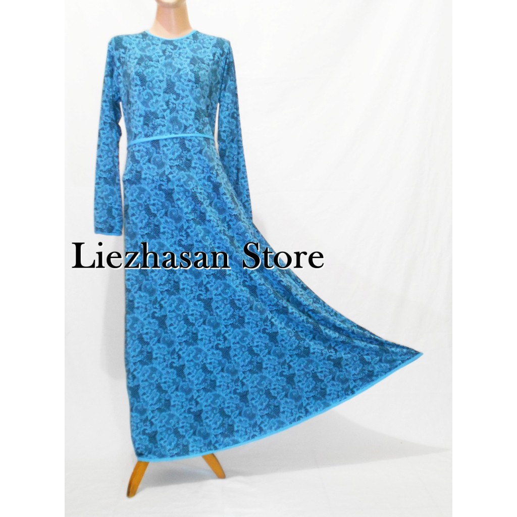 GAMIS JERSEY MOTIF BATIK BIRU MUDA