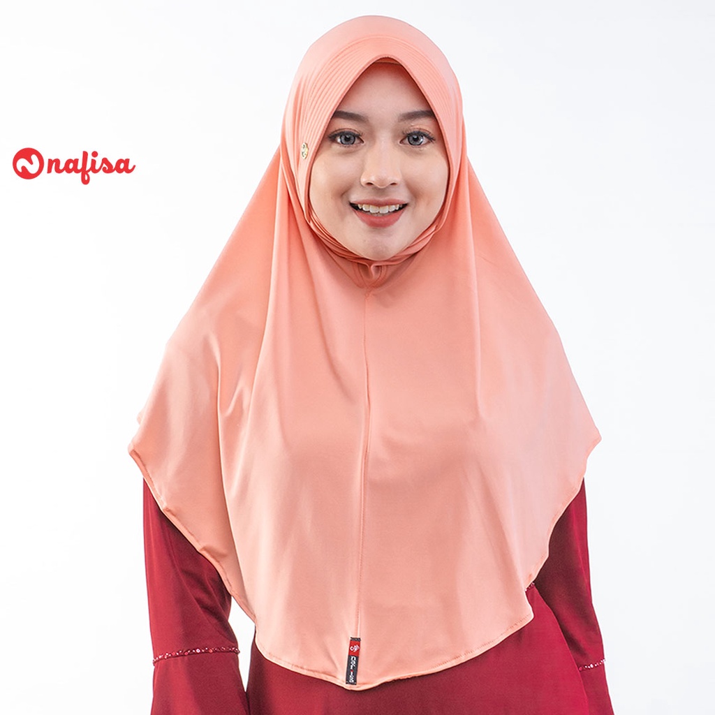 Hijab Instan Masker - Nafisa Yes Fritania - Jilbab Bergo Premium-Peach