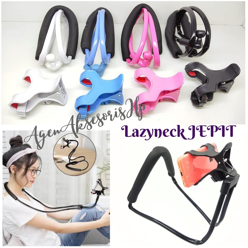 LAZYNECK JEPIT Phone Holder Lazy Hanging Neck Cell Necklace Lazyneck Leher Pinggang Jepit