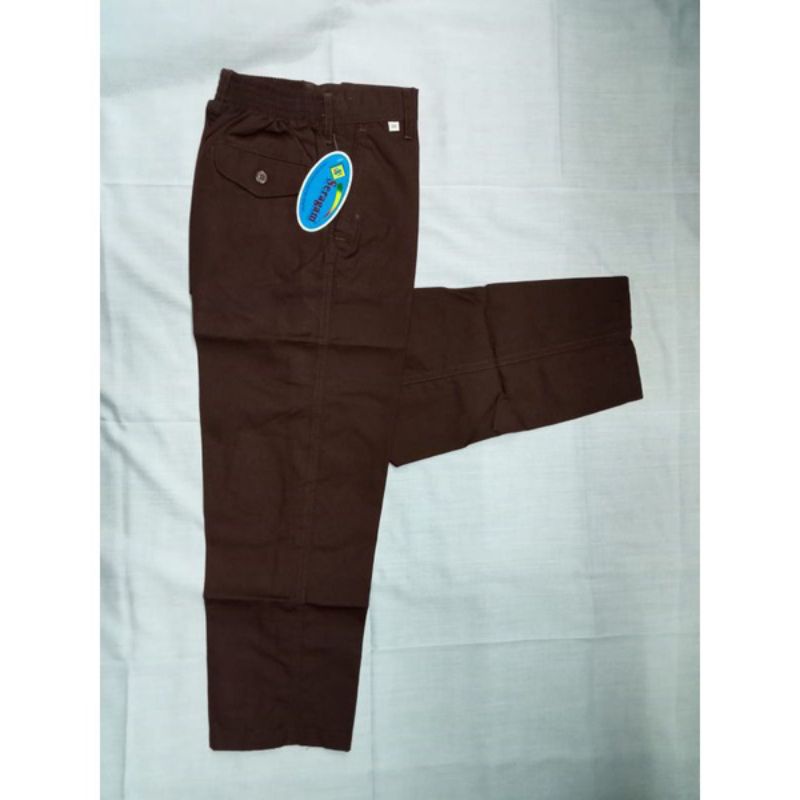 Celana SD Panjang Pinggang Karet Coklat merk SERAGAM,BULOVA