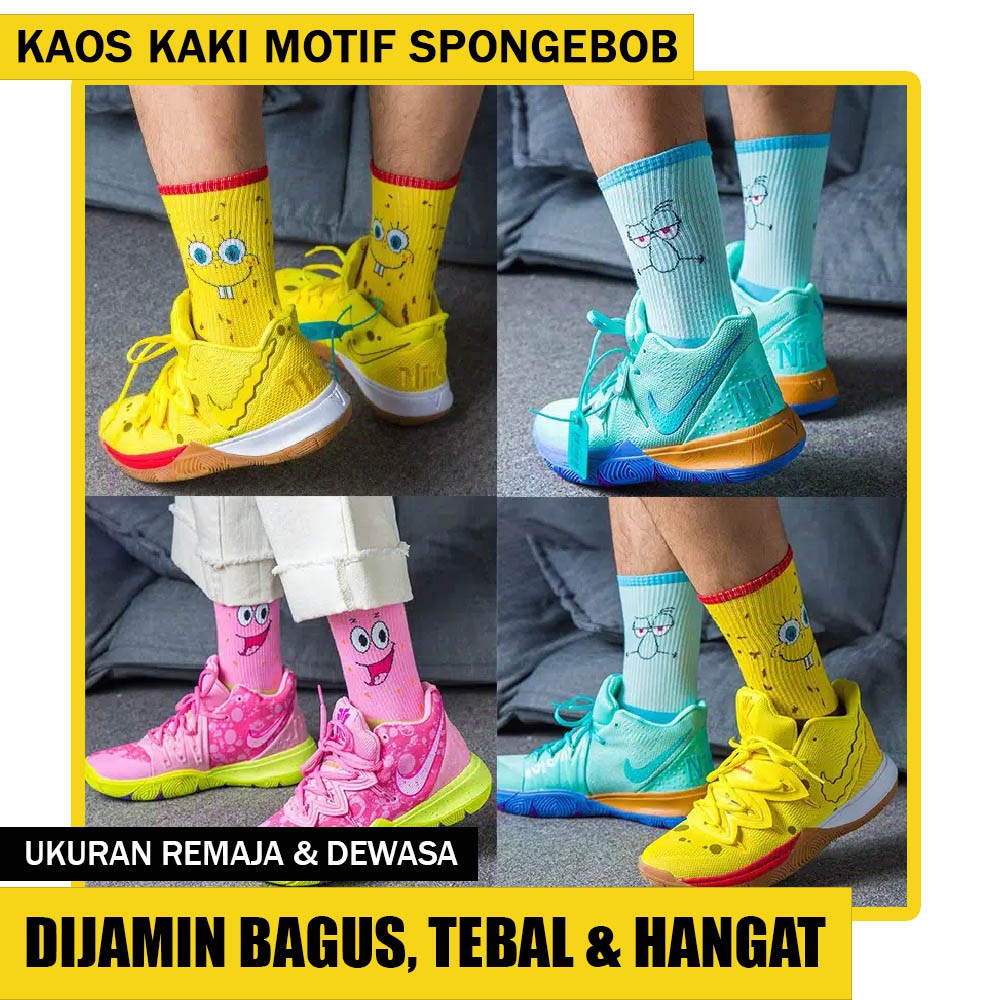 KAOS KAKI PANJANG REMAJA DEWASA CEWEK LAKI MOTIF SPONGEBOB HIGH QUALITY SOCK